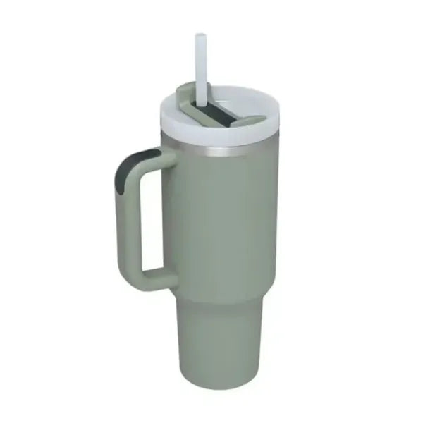 Stainless Steel Tumbler with Handle and Straw Lid-30OZ