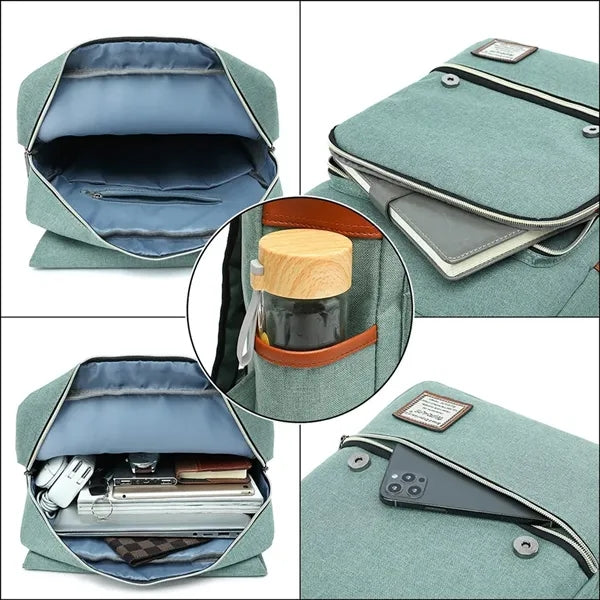 Vintage Laptop Backpack with USB Charging