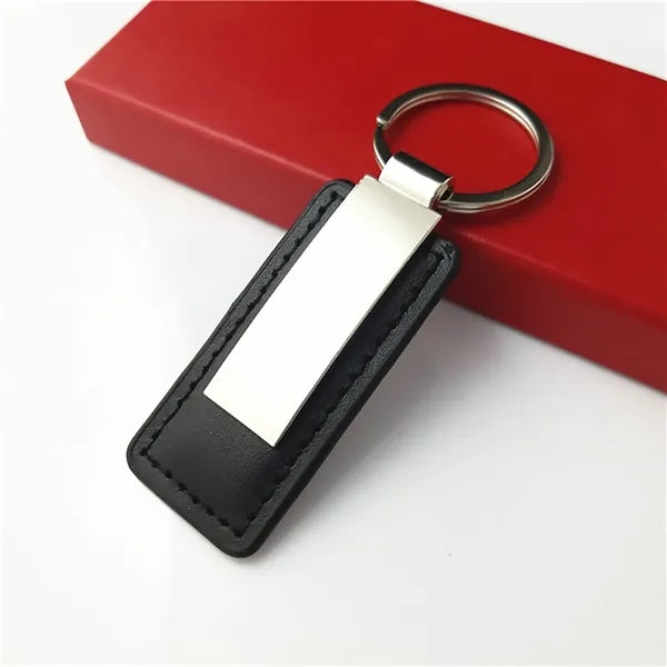 Leather Alloy Keychain for Pendant with Custom Laser Logo