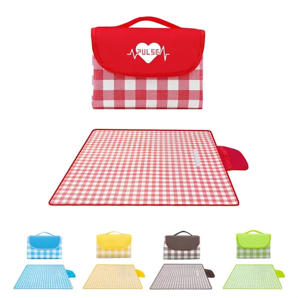 Picnic Waterproof Foldable Yellow Gingham Outdoor Blanket