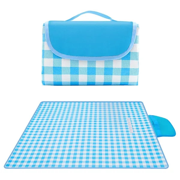 Picnic Waterproof Foldable Yellow Gingham Outdoor Blanket