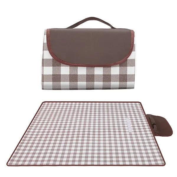 Picnic Waterproof Foldable Yellow Gingham Outdoor Blanket