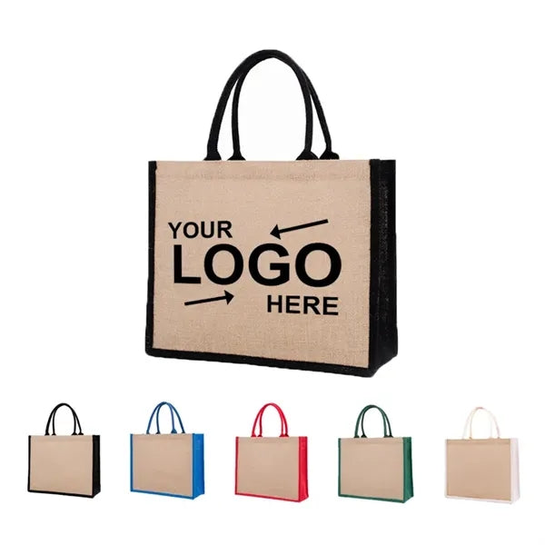 Two-Tone Jute Tote Bag