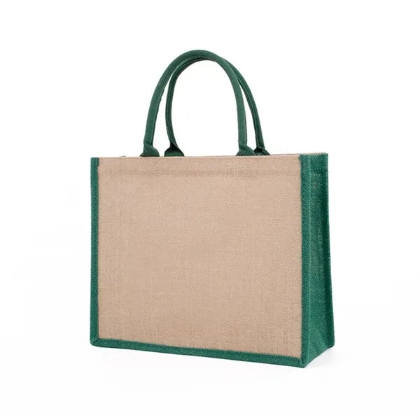 Two-Tone Jute Tote Bag