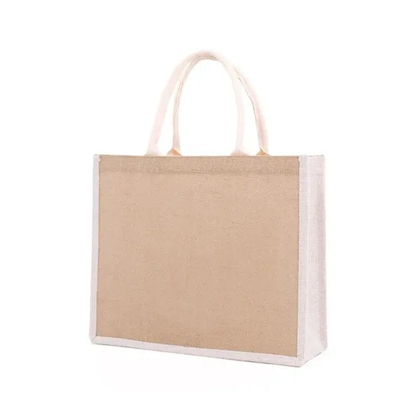 Two-Tone Jute Tote Bag