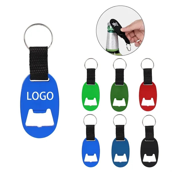 Oval Aluminum Bottle Opener Keychain