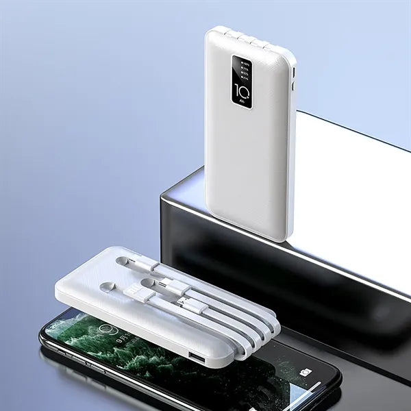 10000 mAh Fast Charger Comes with 4 Cables for Travel