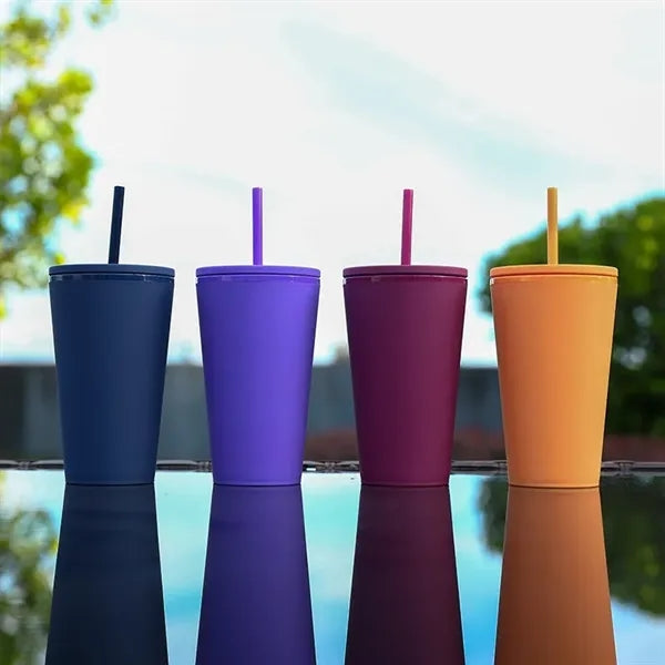 16oz Plastic Tumbler With Straw