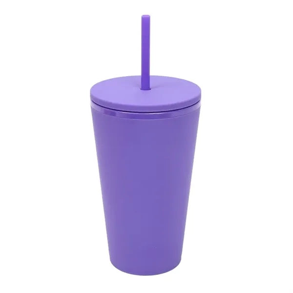 16oz Plastic Tumbler With Straw