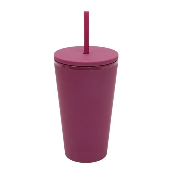 16oz Plastic Tumbler With Straw