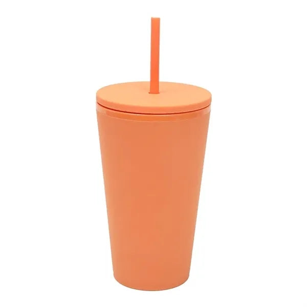 16oz Plastic Tumbler With Straw