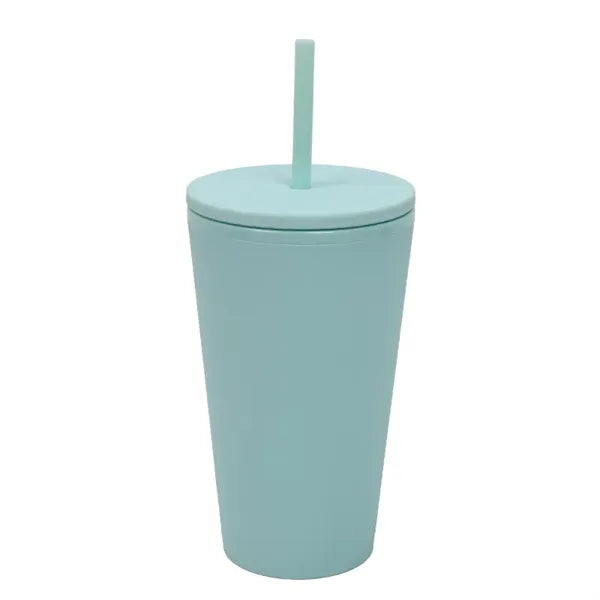 16oz Plastic Tumbler With Straw