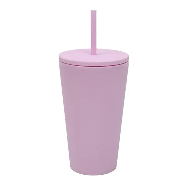 16oz Plastic Tumbler With Straw