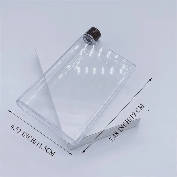A5 Notebook Shaped 11.8oz Transparent Flat Water Bottle