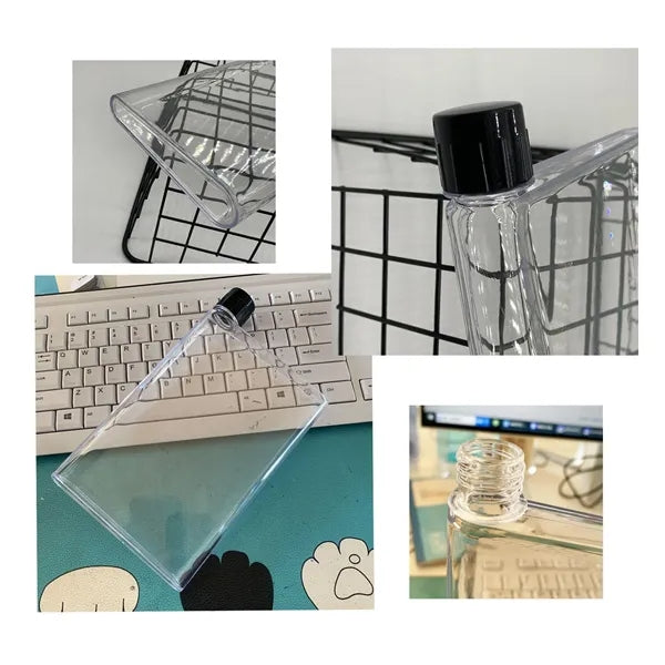 A5 Notebook Shaped 11.8oz Transparent Flat Water Bottle