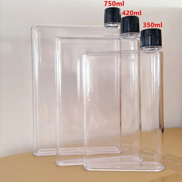 A5 Notebook Shaped 11.8oz Transparent Flat Water Bottle