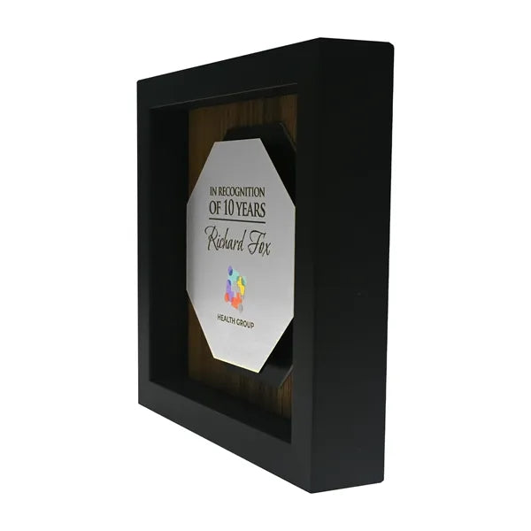 Newbury 6" x 6" Octagon Award with Brushed Silver Plate