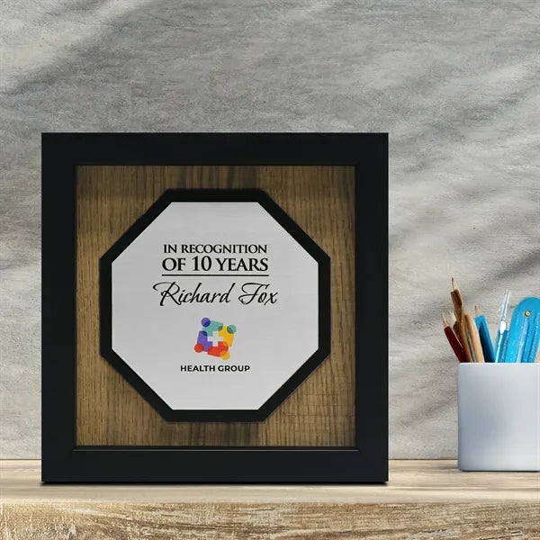Newbury 6" x 6" Octagon Award with Brushed Silver Plate