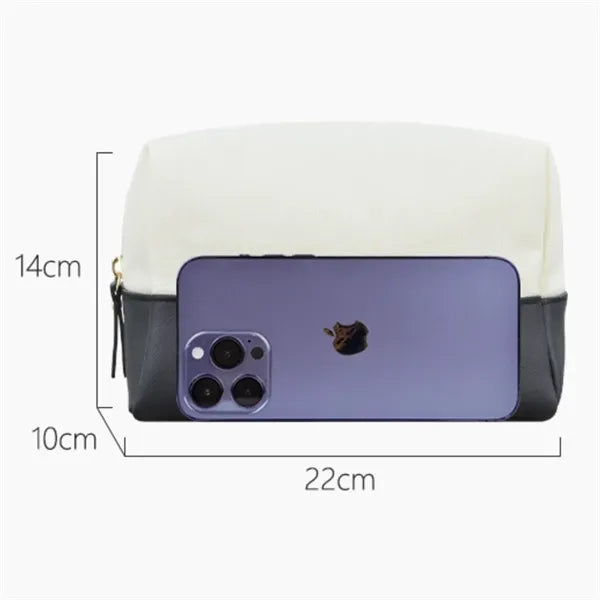 Canvas Leather Cosmetic Bag