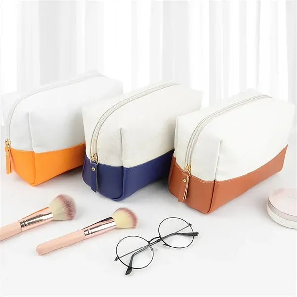 Canvas Leather Cosmetic Bag