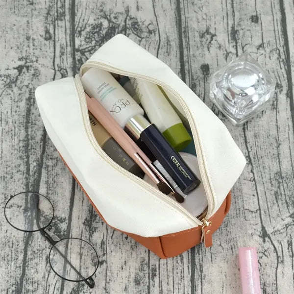 Canvas Leather Cosmetic Bag