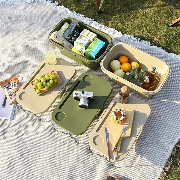Multifunction Outdoor Folding Picnic Basket With Table