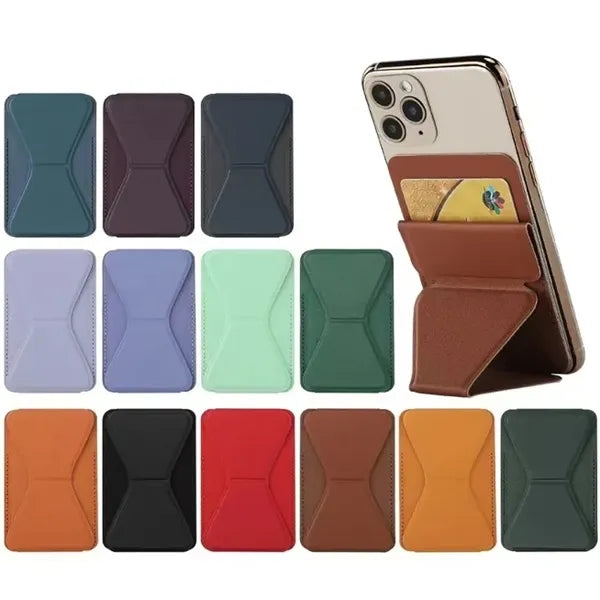 Magnetic Leather Phone Stand & Card Wallet