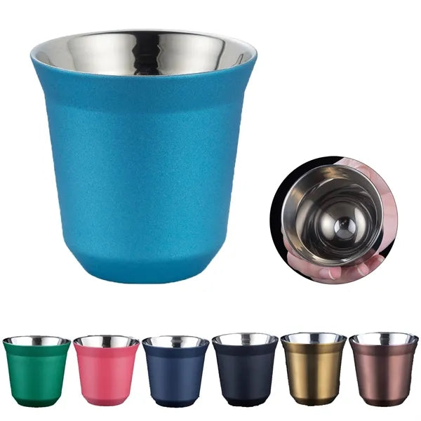 2.7 oz Double Stainless Steel Espresso Cup