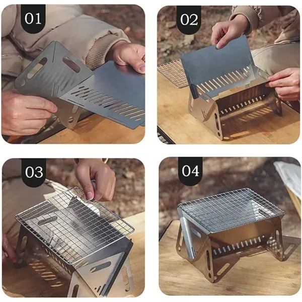 Portable Grill Foldable Wood Stove