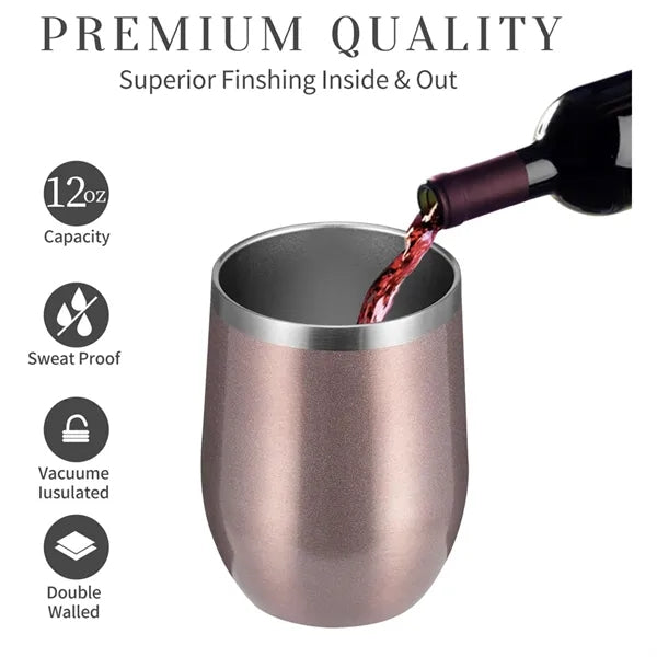 12 OZ Wine Tumbler with Lid and Straw