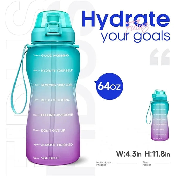 64oz Water Bottle with Time Marker