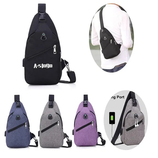 Crossbody Chest Bag With Charging and Headphone Hole