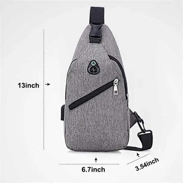 Crossbody Chest Bag With Charging and Headphone Hole