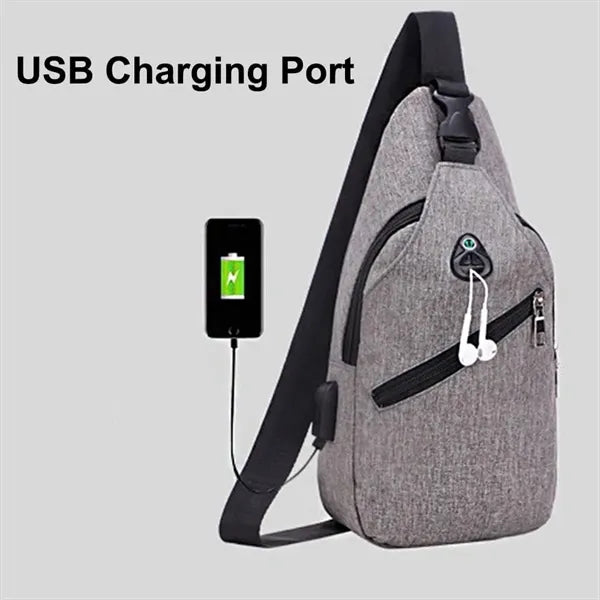Crossbody Chest Bag With Charging and Headphone Hole