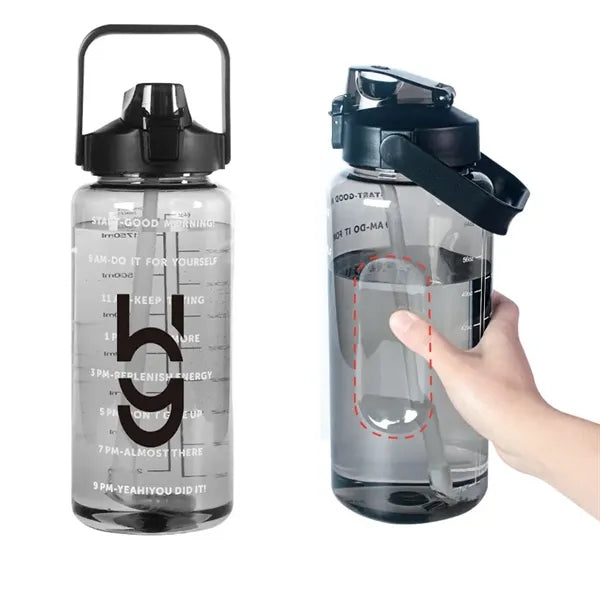 67 OZ Water Bottle With Straw&Time Marker
