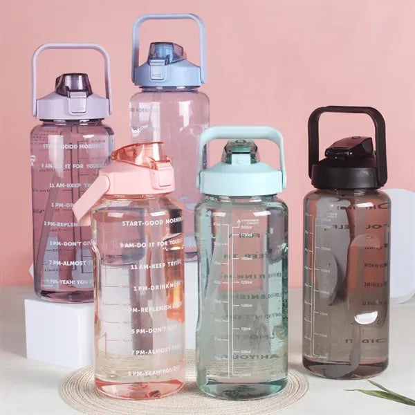 67 OZ Water Bottle With Straw&Time Marker