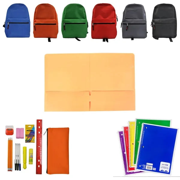 15inch Backpack back to school kit with 11pcs Supplies