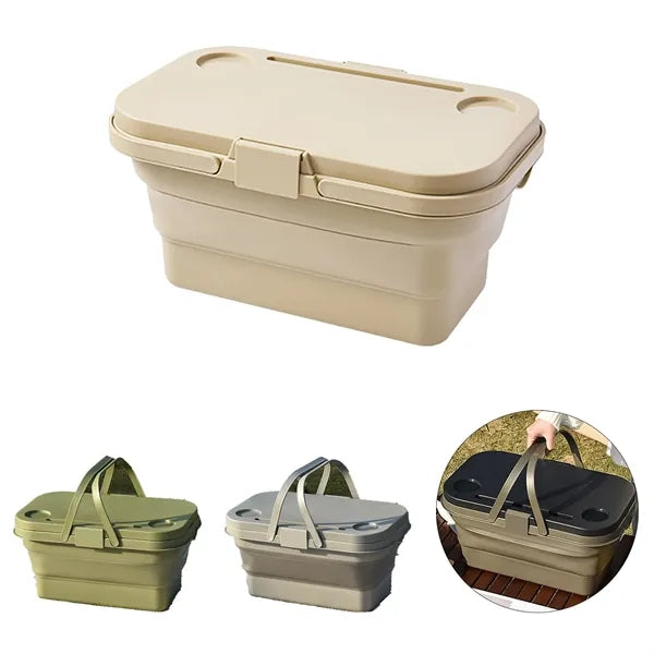 Large Capacity Picnic Basket with Lid for Outdoors