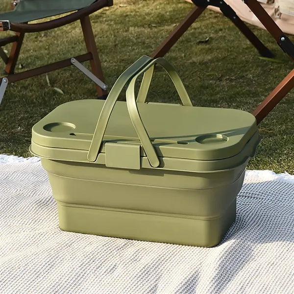 Large Capacity Picnic Basket with Lid for Outdoors