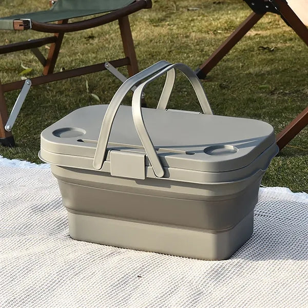 Large Capacity Picnic Basket with Lid for Outdoors