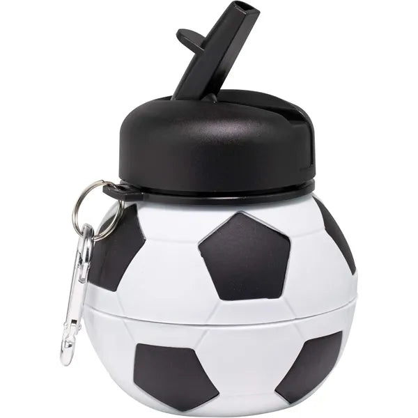 18 Oz Collapsible BPA-Free Silicone Soccer Ball Water Bottle