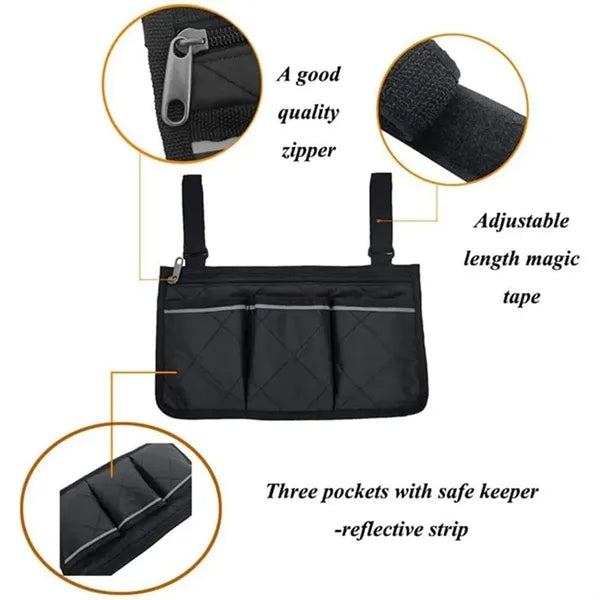 Wheelchair Side Bag, Armrest Storage Pouch