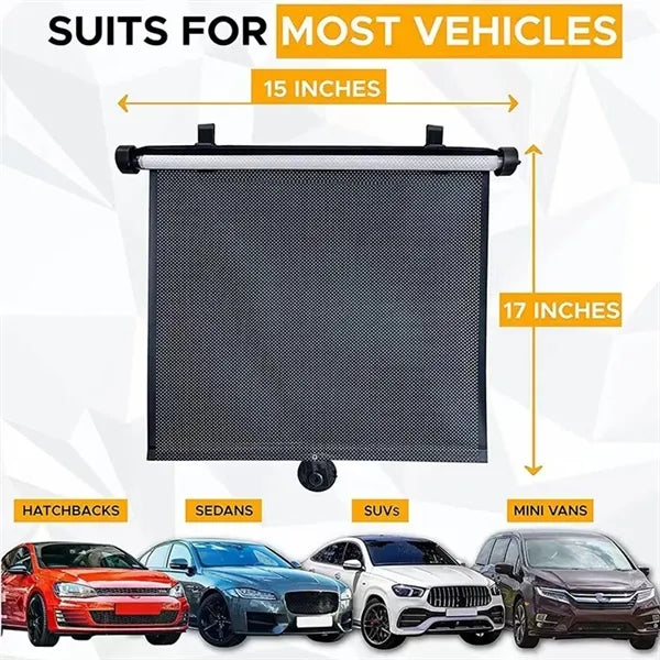 Suction cup roller blind retractable car side glass sunshade