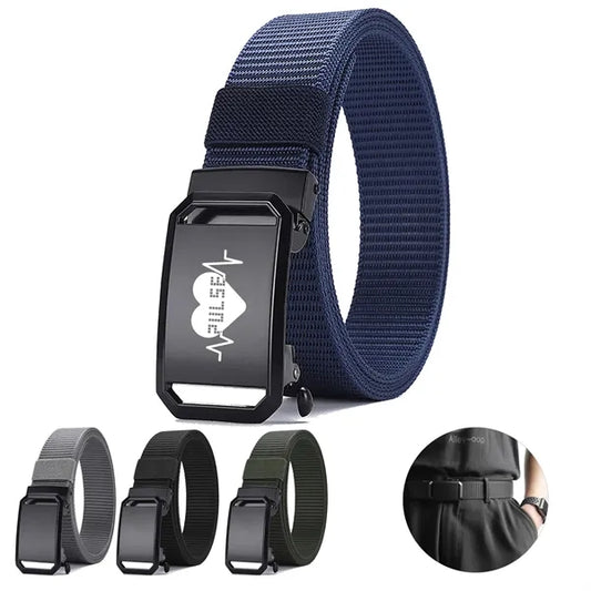 Men Tactical Waist Belt Nylon Canvas Breathable Zinc Buckle