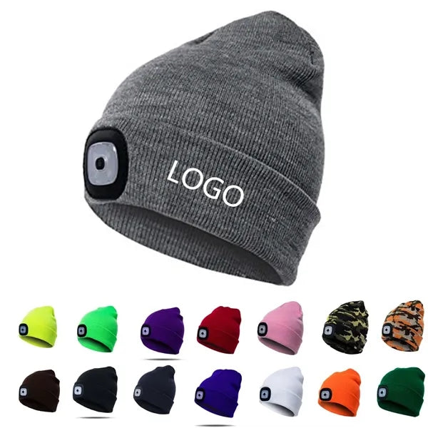 USB Rechargeable LED Knit Beanie Hat