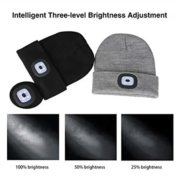 USB Rechargeable LED Knit Beanie Hat