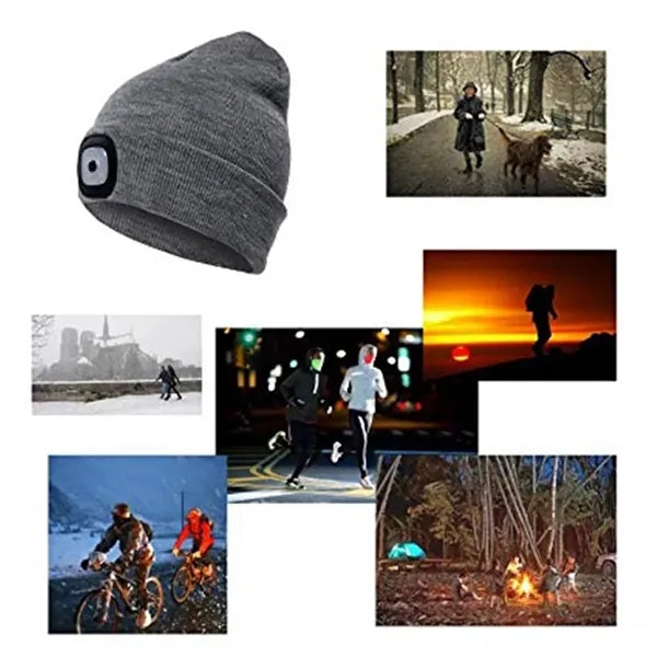 USB Rechargeable LED Knit Beanie Hat