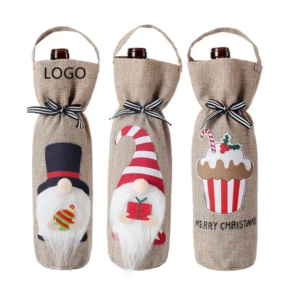 Christmas Wine Bottle Gift Bag with Handle