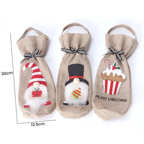 Christmas Wine Bottle Gift Bag with Handle