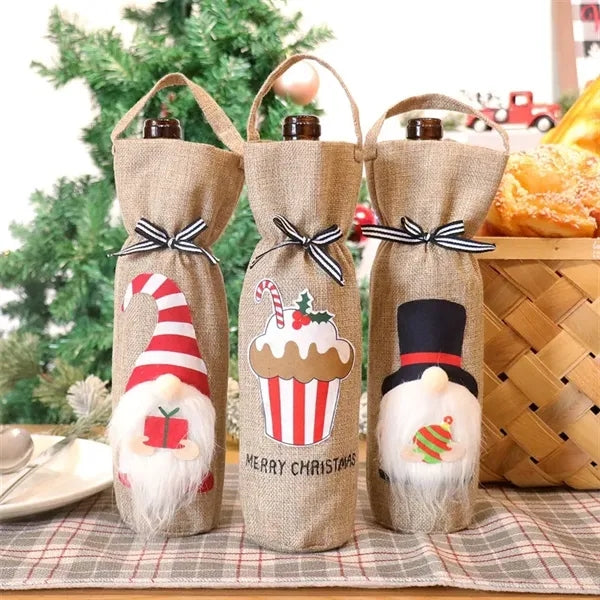 Christmas Wine Bottle Gift Bag with Handle